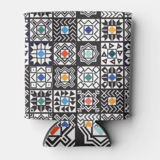 Porta-lata Patchwork Maori: Design de tapete étnico.