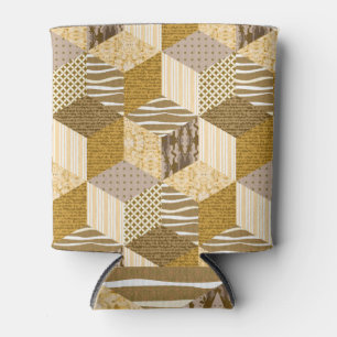 Porta-lata Patchwork: Sandy Quilt Elegance.