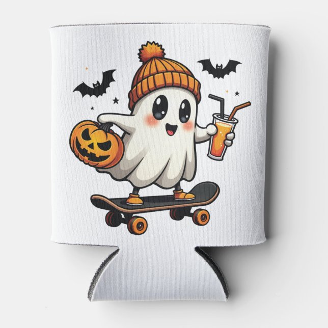 Porta-lata Patinação de Halloween Pumpkin Spice Ghost Fall (Frente)