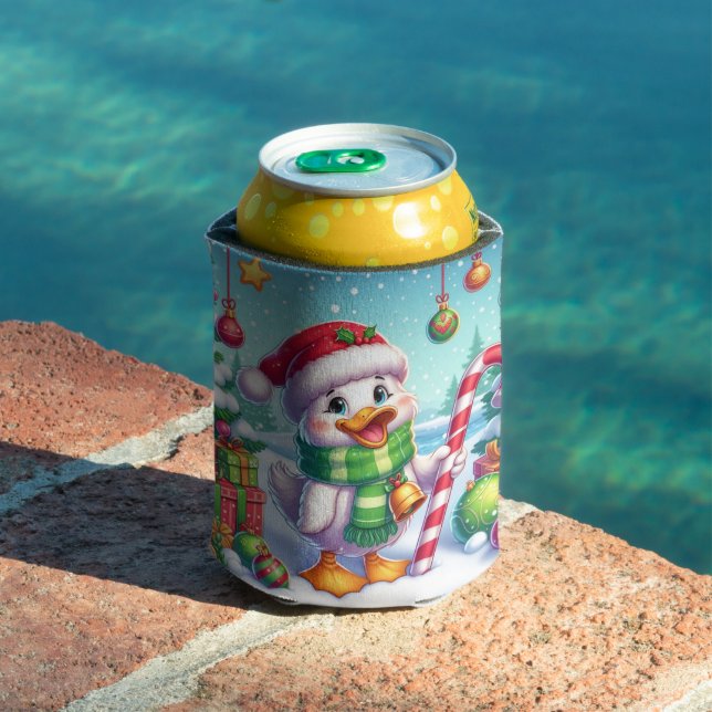 Porta-lata Pato de Natal bonito e colorido (Piscina in situ)