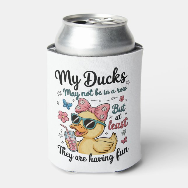 Porta-lata Patos Fora de Linha Engraçado Fofo Tendência Sarcá (Can Front)