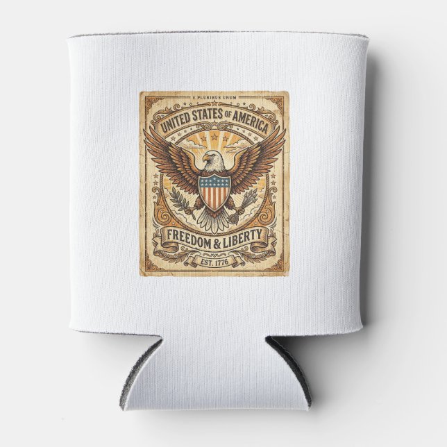 Porta-lata Pátrio Águia Americana Vintage Envelhecido (Frente)