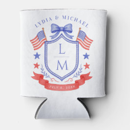 Porta-lata Patriotic Red White & I Do Monogram Wedding