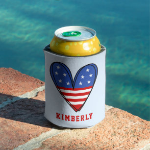 Porta-lata Patriotic USA Love Heart