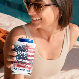 Porta-lata Patriótica American Flag Feliz 4 de julho Personal
