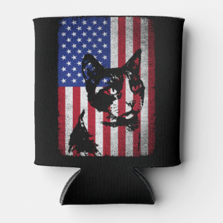 Porta-lata Patriótica Cat Lover 4 de julho bandeira americana