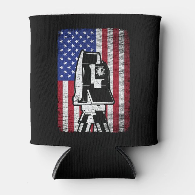 Porta-lata Patriótica EUA Flag Land Surveyor (Frente)