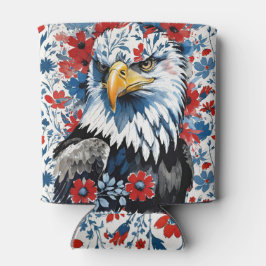 Porta-lata Patriótico Bald Eagle Floral dos EUA