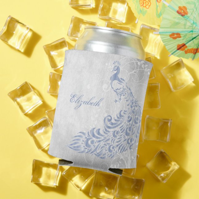 Porta-lata Pavão Azul Claro Personalizado Pode Arrefecer (Verão in situ)