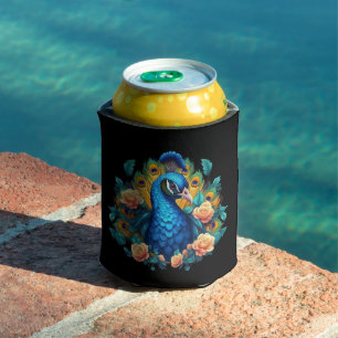 Porta-lata Pavão Com Rosas Pêssego