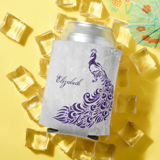Porta-lata Pavão roxo personalizado pode resfriar (Verão in situ)