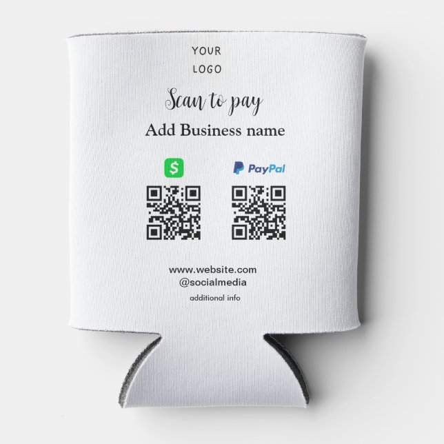 Porta-lata Paypal Cashapp digitalizar para pagar QR adicionar (Frente)