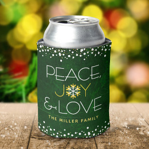 Porta-lata Paz Alegria Amor Natal Floco de Neve Moderno