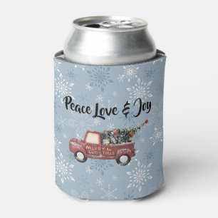 Porta-lata Paz Amor e alegria com caminhão de brinquedo verm