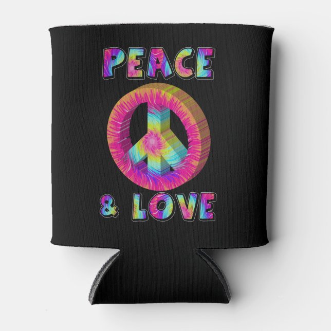 Porta-lata Peace and Love with Tie Dye Peace Sign (Frente)
