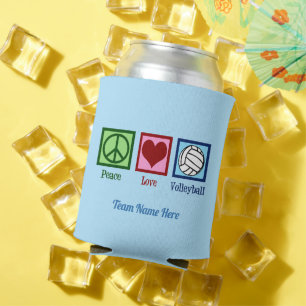Porta-lata Peace Love: Equipe Personalizada de Voleibol Nome