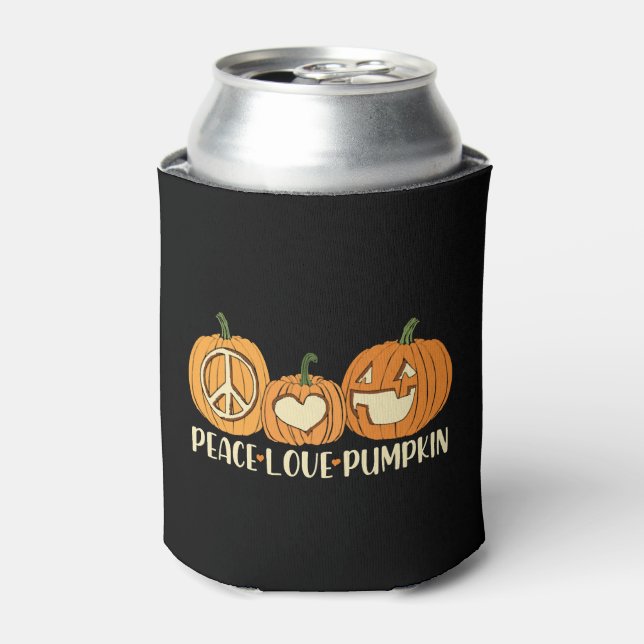 Porta-lata Peace Love Pumpkin Halloween (Can Front)
