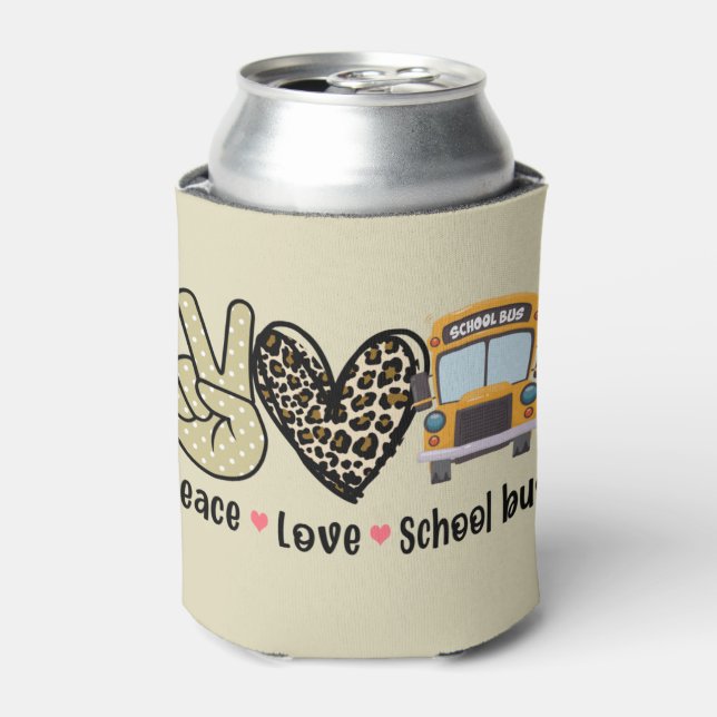Porta-lata Peace, Love, School Bus (Can Front)