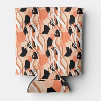 Porta-lata Peach Black White Abstrato Pattern.