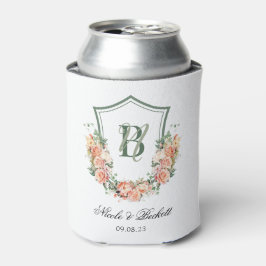 Porta-lata Peach Floral Crest Wedding Cooler