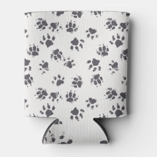 Porta-lata Pegadas De Pata: Cachorro Monocromo Sem Costura.