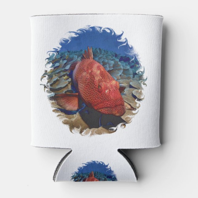 Porta-lata Peixe Agrupado Em Coral (Frente)