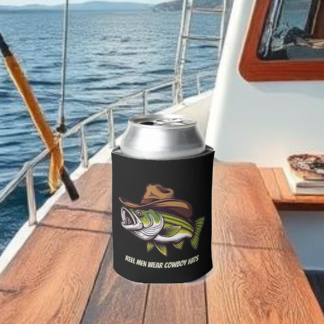 Porta-lata Peixe Engraçado com Chapéu de Cowboy (Fathers Day Funny Fish Wearing a Cowboy Hat Can Cooler )