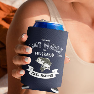 Porta-lata Peixe Engraçado Marido Esposa Bass Pesca Cama