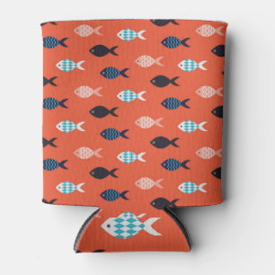 Porta-lata Peixe-safra, padrão vermelho-coral.