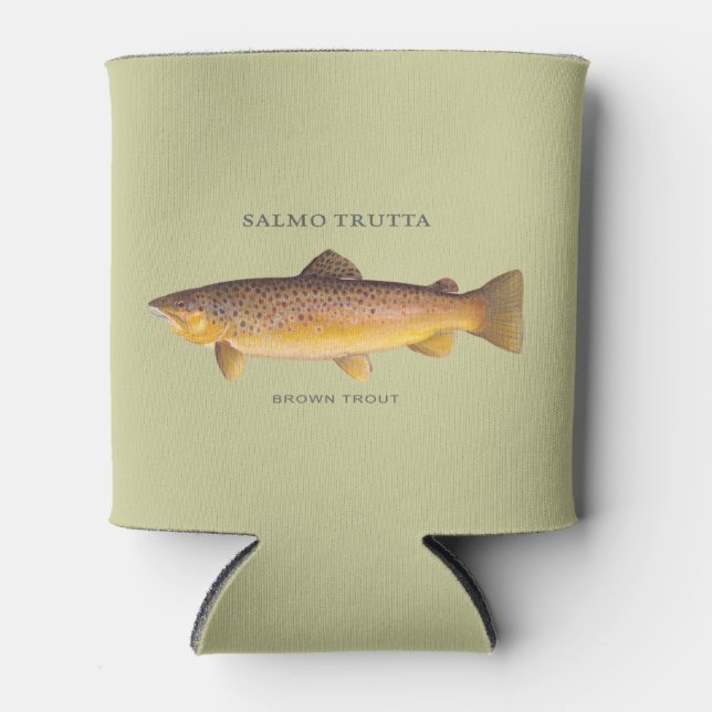 Porta-lata Peixes de Trout Brown com ilustração de safra (Frente)