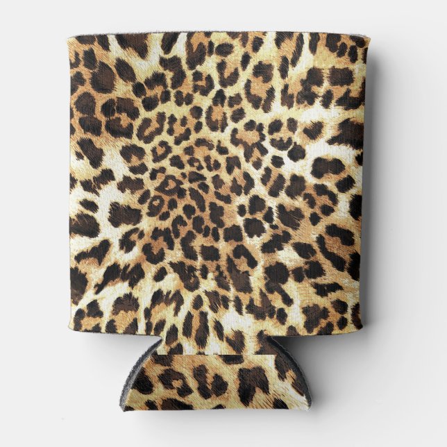 Porta-lata Pele-leopardo, design de padrão uniforme. (Frente)
