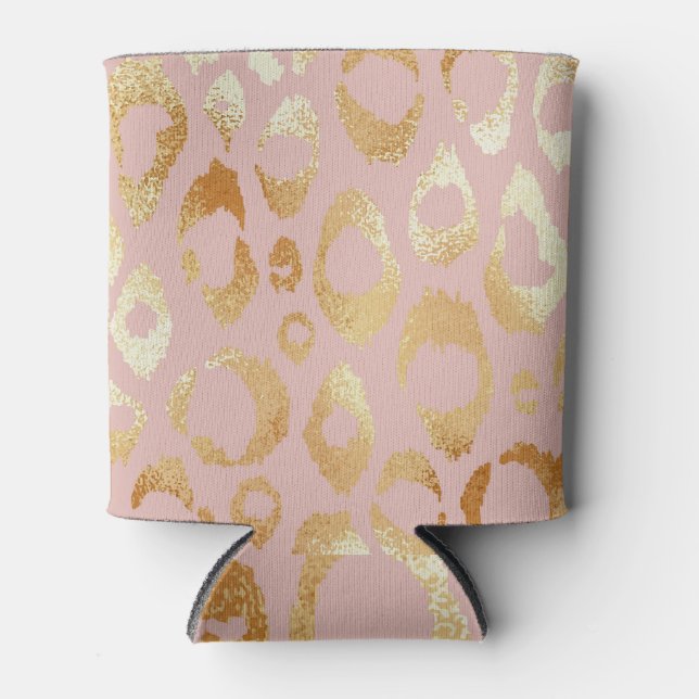 Porta-lata Pele-leopardo, textura de ouro-rosa (Frente)