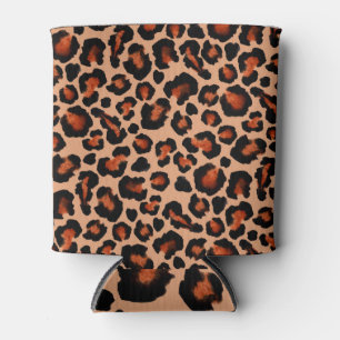 Porta-lata Peles de leopardo, aquarela, fundo sem costura.