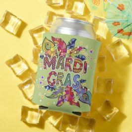 Porta-lata Penas Coloridas de Mardi Gras Prontas para o seu P