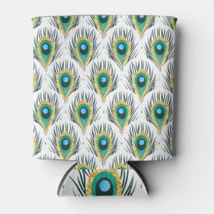 Porta-lata Penas de pavão: fundo sem soldadura vintage.