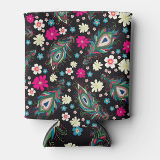 Porta-lata Penas de Peacock Embroiderme Sem Costura Padrão