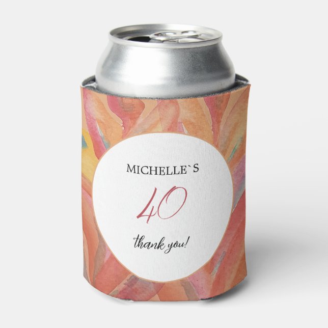 Porta-lata Penas Florais Artísticas Pastel Watercolor (Can Front)