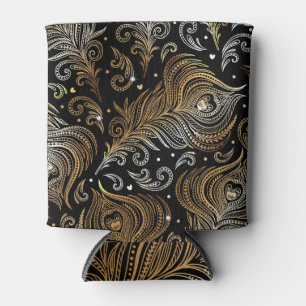 Porta-lata Penas Peacock: Desenho Artístico À Mão Livre.