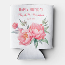 Porta-lata Peony Botânica Elegante Rosa Branca Brunch