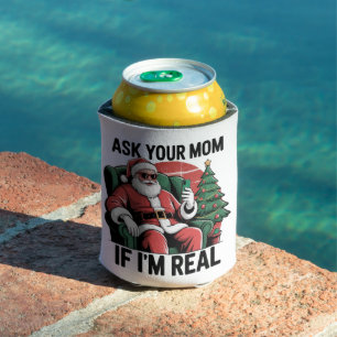 Porta-lata Pergunte à Sua Mãe Funny Santa Snarky Retro Natal