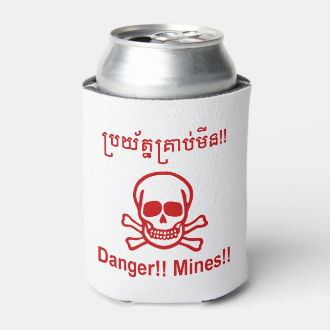 Porta-lata Perigo! Minas! ☠ Khmer - Sinal ☠ (Can Front)