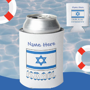 Porta-lata Personalização Azul Bandeira Israelense Israel 