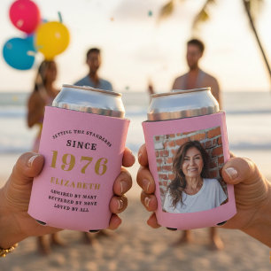 Porta-lata Personalizado 50º Aniversário Rosa Dourado Com Fot