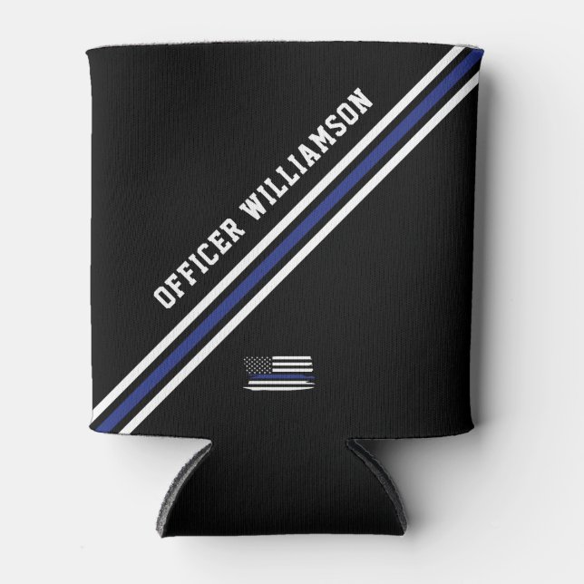 Porta-lata Personalizado da Polícia de Linha Azul Minúscula M (Frente)