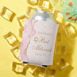 Porta-lata Personalizado do Partido Agate Mitzvah, Dourado Ro