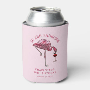 Porta-lata Personalizado Flamingo 50º Aniversário 50 e Fabulo