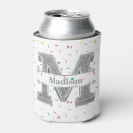 Porta-lata Personalizado M Inicial Silver Monograma Seu Nome