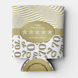 Porta-lata Personalizar: 70 Birthday White e Tema Dourado