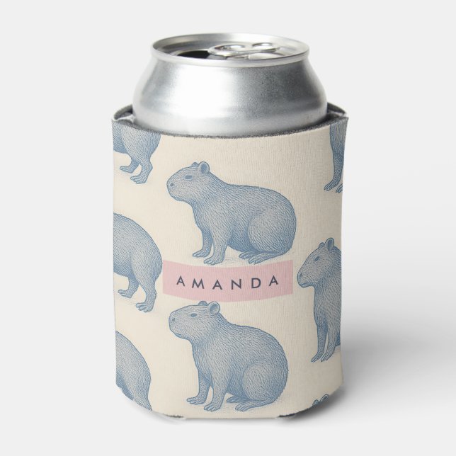 Porta-lata Personalized Minimalist Cute Capybara Pattern (Can Front)