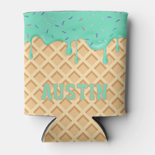 Porta-lata Personalized Mint Ice Cream Drip (Frente)